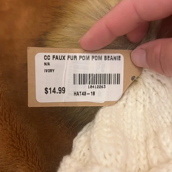 CC Faux Fur Pom Pom Beanie - Picture 2 of 3